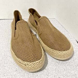 Esprit Nadine Espadrille Flats US 7.5M Tan Faux Suede Textile Uppers Casual Shoe